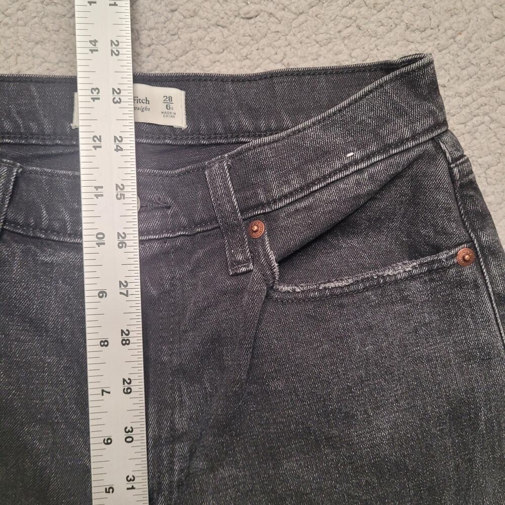 Abercrombie & Fitch Jeans 28 6S Black Denim Faded Ultra High Rise Straight Ankle - Picture 8 of 9